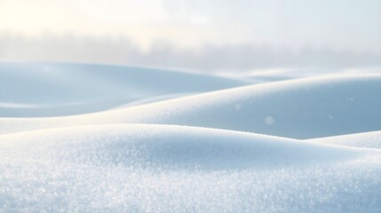 Obraz premium Snowy landscape with rolling hills and frost under soft morning light