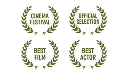 Four laurel wreath awards for cinema festival, official selection, best film, and best actor.