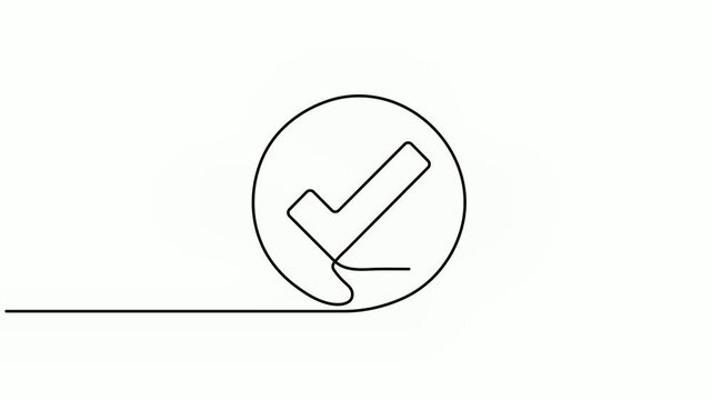 Continuous Single Line Check Mark in Circle Video Animation