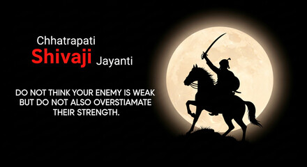 Vector illustration of chhatrapati shivaji maharaj jayanti, Indian warrior Emperor Shivaji. Written Marathi text means happy shiva ji jayanti