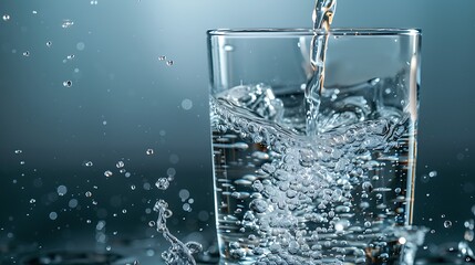 Close up pouring water into glass clean refreshment concept