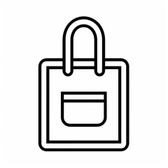 Simple outline illustration of a reusable shopping bag with a front pocket