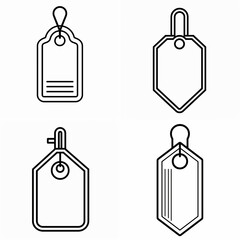 Collection of simple, graphic outline tags for sale or identification