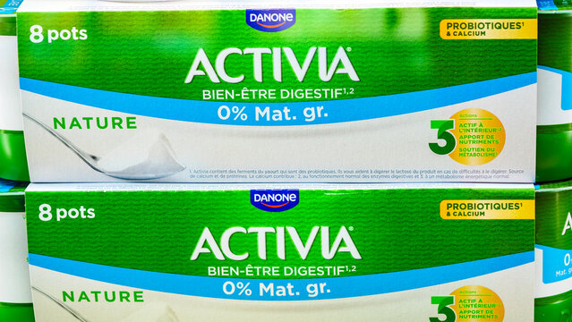 Danone Activia natural yogurt. Activia is a brand of yogurt owned by Groupe Danone.