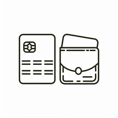 Clean line art illustration of a credit card next to a wallet holding cards.