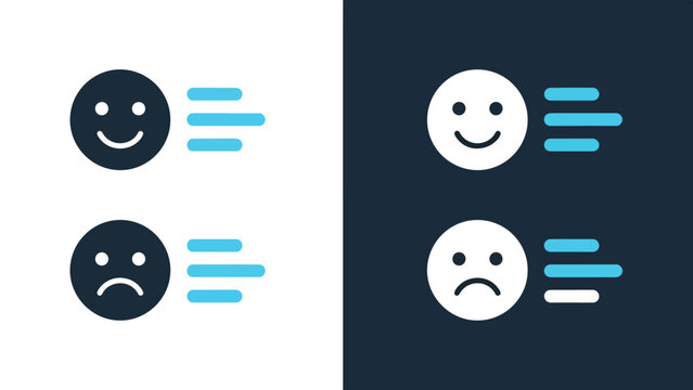 Emotion vector icons - Blue icon set - Solid icons vector collection - Vector icon set - Line and glyph solid icon set - Icon vector - Flat Design Icon