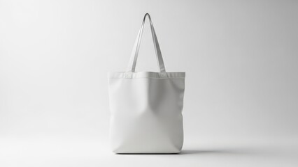Elegant white tote bag on clean background for branding