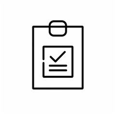 Simple checklist icon with a checkmark on a clipboard, representing completion and success.