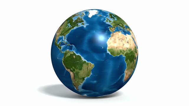 Animated earth globe isolated on white background for education and science