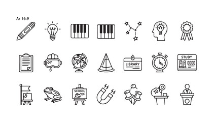 Collection of education and learning related icons © Afrin