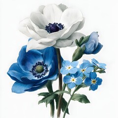 Flowers in White and Blue