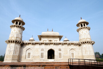 Tomb of Itimad ud Daula, Agra. The tomb of Mirza Ghiyas Beg and his wife Asmat Begum. Mirza Ghiyas Beg was an important official im Mughal empire. He held the title of Itimad ud Daula.