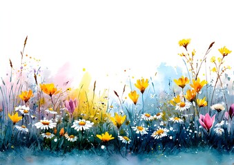 Watercolor Floral Landscape