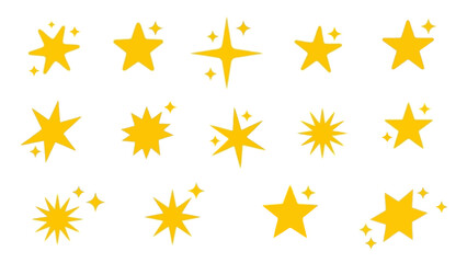 Collection of shimmering, sparkling starbursts and twinkling star shapes in various designs and sizes, perfect for adding a touch of magic and brilliance to your projects © Abhinaya Project