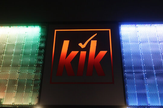 Kik fashion store signage, emblem, logo at Lopuszanska 22 shopping mall, evening time. WARSAW, POLAND - FEBRUARY 21 2024