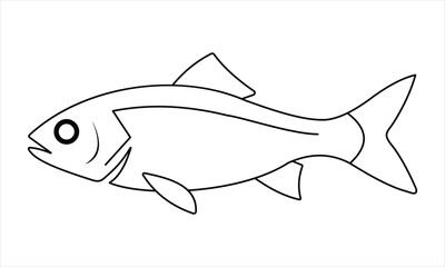 Simple hand drawn fish outline illustration