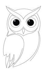 Simple black and white owl line art illustration