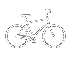Simple black and white line art illustration of a bicycle