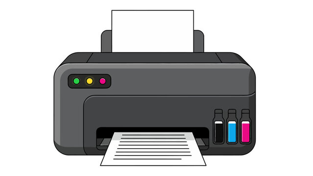 Color Printer with Ink Tanks Printing a Document