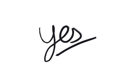 Yes hand written isolated 