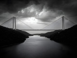 Bridge Over Water Under Dramatic Sky