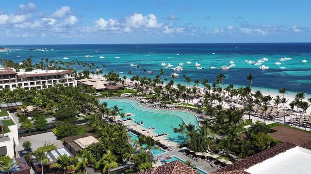 Bavaro Skyline In Punta Cana La Altagracia Dominican Republic. Capturing The Hustle And Bustle Of A Vibrant City From Above. Holiday Landscape Peaceful Beauty. Holiday Summertime.