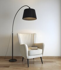 Elegant Floor Lamp and Armchair