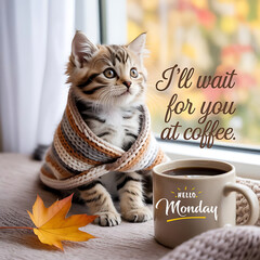 cat with cup of coffee