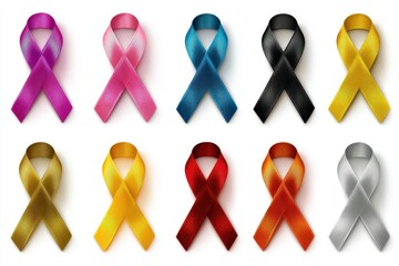 Colorful Cancer Awareness Ribbons