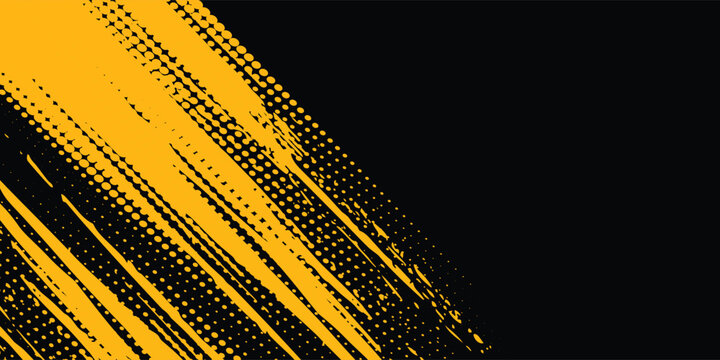 Dots pop art comics sport style vector illustration. Dots halftone yellow and black color pattern gradient grunge texture dots sport