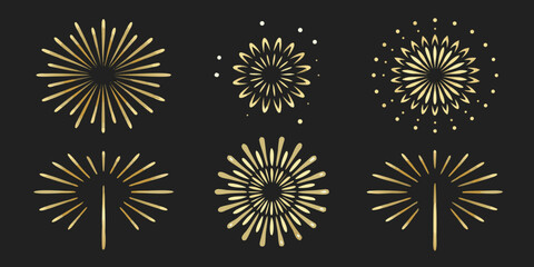 Golden fireworks display a collection of radiant bursts and sparkling celebrations