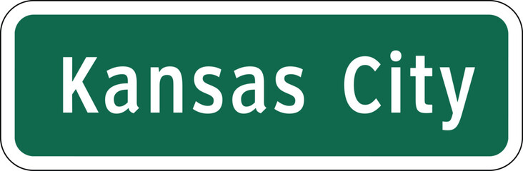 Kansas City, Missouri Green Road Sign Design Vector © Griffin9678