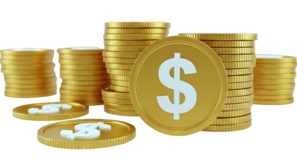 Golden Coins with Dollar Sign, Financial Concept