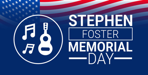 Stephen Foster Memorial Day background, banner, card or poster design template is observed every year during January, to raise awareness about the mission. Vector illustration.
