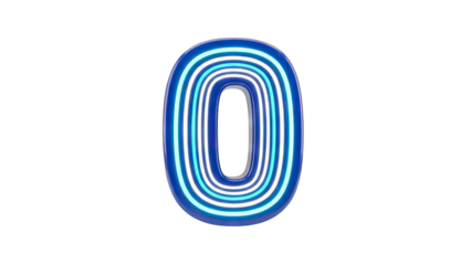 Glowing Blue Number 0 on White Background