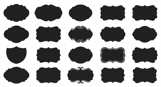 Elegant Black Label Silhouettes Assortment Vintage Ornamental Frames Set Decorative Borders Collection for Text Design Elements