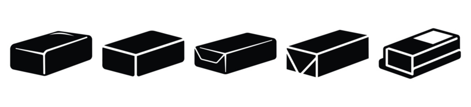 Collection of  butter block silhouette icon set. cooking vector icons illustration