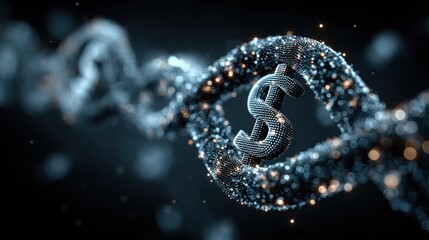 Conceptual DNA helix with a dollar sign at the center, suggesting financial growth