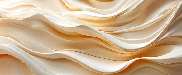 Obraz premium Soft and Elegant Beige Satin Fabric with Flowing Waves and Luxurious Texture for Fashion and Design Projects