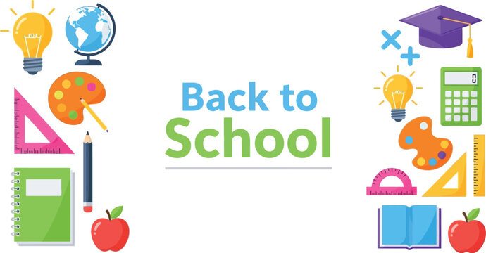 Bright and colorful school supplies arranged for a cheerful back to school celebration