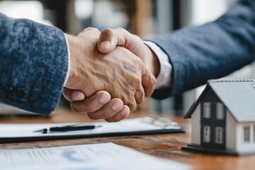 Real Estate Agent Handshake Seals Insurance Loan Deal
