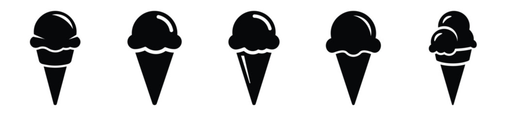 Collection of  ice cream cone silhouette icon set. cooking vector icons illustration © Pallobroy