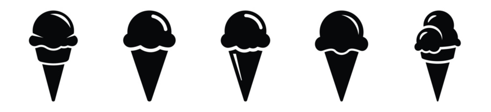Collection of  ice cream cone silhouette icon set. cooking vector icons illustration