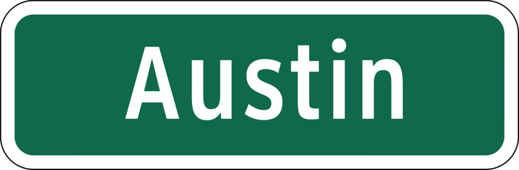 Austin, Texas Green Road Sign Design Vector