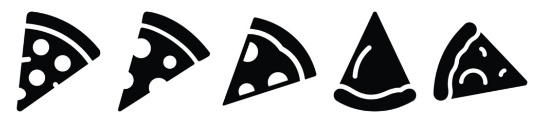 Collection of pizza slice silhouette icon set. cooking vector icons illustration