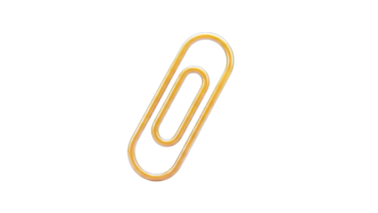 Gold Paperclip Isolated on White Background