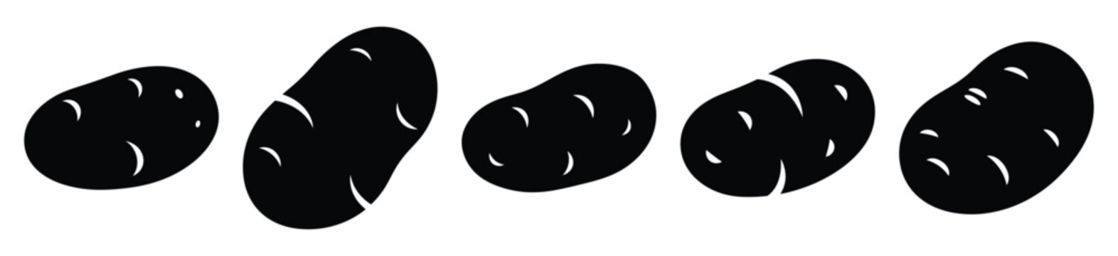 Collection of  potato silhouette icon set. cooking vector icons illustration