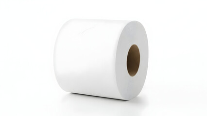 Soft white roll of toilet paper, an essential everyday household item for hygiene and personal care, neatly isolated on a clean white background