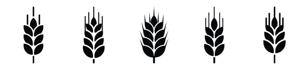 Collection of  wheat grain silhouette icon set. cooking vector icons illustration