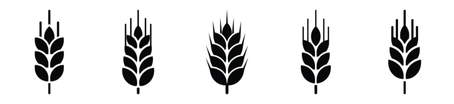 Collection of  wheat grain silhouette icon set. cooking vector icons illustration
